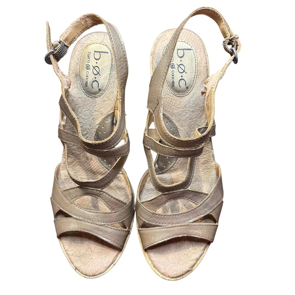 BOC Born Concept Shoes Womens Size 9 40.5 Wedge Sandals Strappy Cork‎ Platform